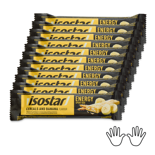  Isostar Energy Riegel Banane ist ein kohlenhydrathaltiger Sportriegel