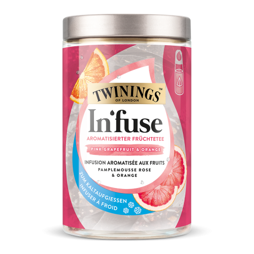 Twinings, Infuse, pamplemousse, infusion à froid, sans sucre Twinings In'fuse pamplemousse rose et orange