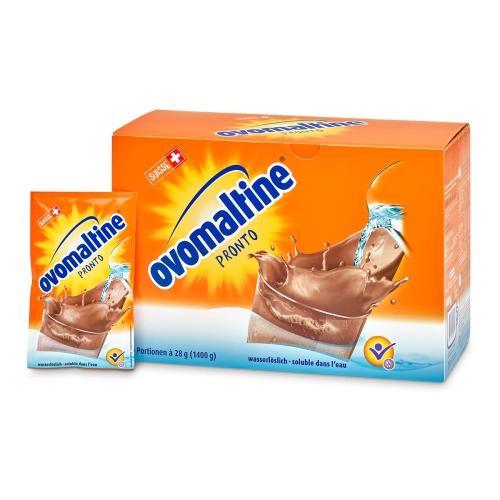 Ovomaltine Pronto ist Kakaopulver für Wasser Ovomaltine Pronto