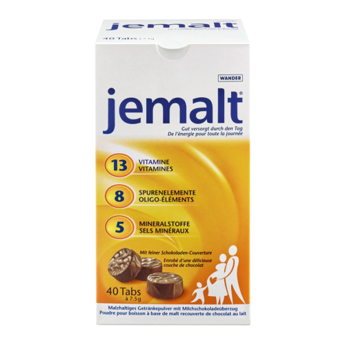 Jemalt Tabs malzhaltiges Pulver angereichert mit 13 Vitaminen, Mineralstoffen und Spurenelementen jemalt Tabs